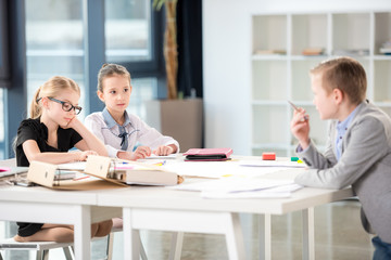 Children working in office