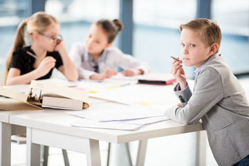 Children working in office