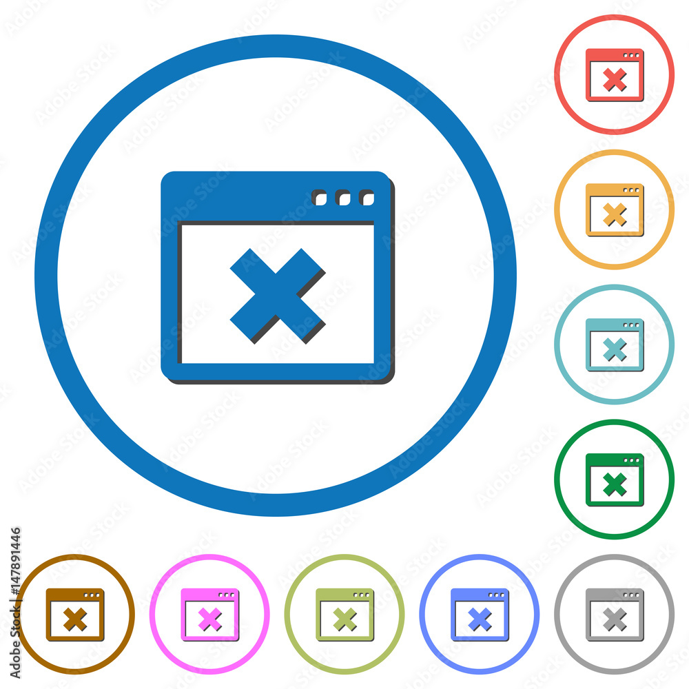 Poster application cancel icons with shadows and outlines