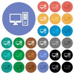 Desktop computer round flat multi colored icons