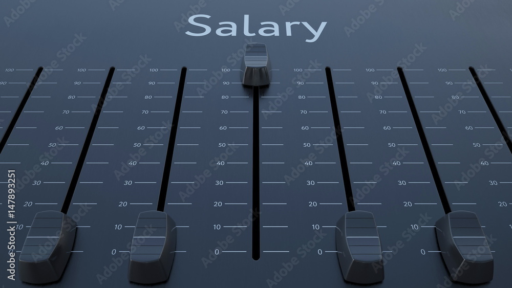 Poster sliding fader with salary inscription. conceptual 3d rendering