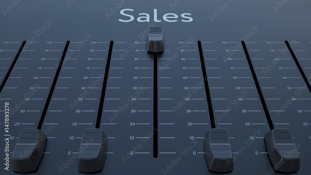 Poster sliding fader with sales inscription. conceptual 3d rendering