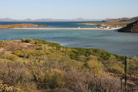 Remote camping on Playa El Requeson, Baja California Sur, Mexico
