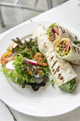beef and salad mexican burrito wrap roll
