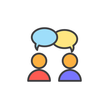 Collaboration, conversation filled outline icon, line vector sign, linear colorful pictogram. Chat, forum symbol, logo illustration. Pixel perfect