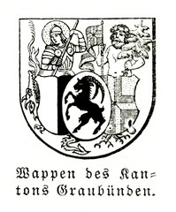 Coat of arms of Kanton Graubünden, Switzerland (from Meyers Lexikon, 1895, 7/886)