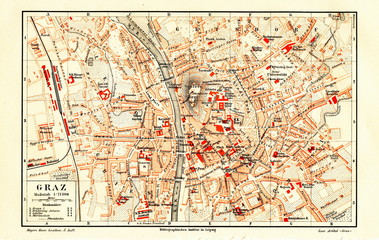 Plan of Graz, Austria (from Meyers Lexikon, 1895, 7/896)