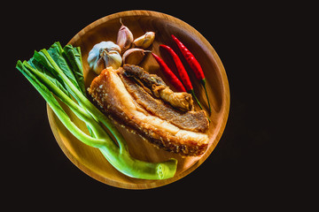 Close up Ingredients in cooking isolated on black background