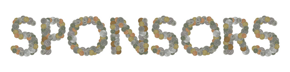 SPONSORS – Coins on white background