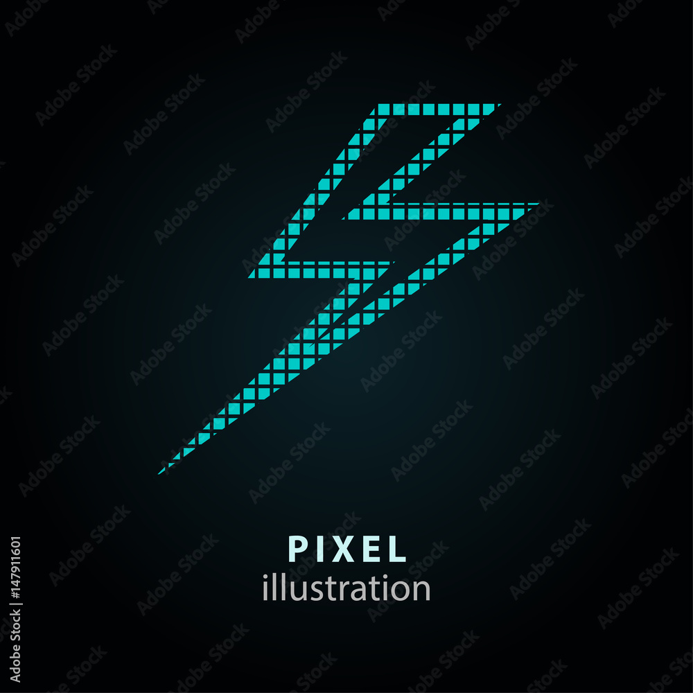 Wall mural bolt - pixel illustration.