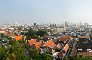Fototapeta na wymiar View of Bangkok and Wat Saket