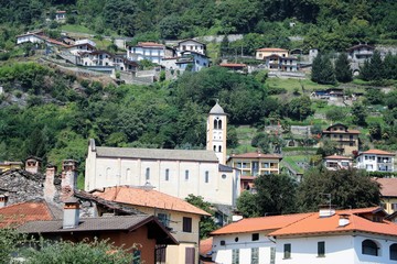View to Gravedona ed Uniti on Lake Como, Lombardy Italy