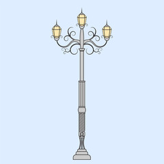 Vintage streetlight. Retro style for your design. Vector illustration.