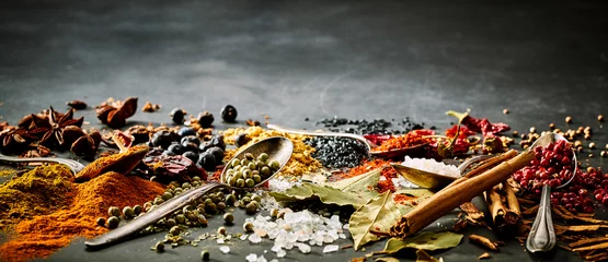 Küchenrückwand glas motiv Panoramic banner of assorted spices © exclusive-design