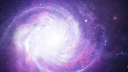 Fototapeta na wymiar Spiral galaxy, 3D illustration of deep space object.