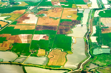 Fototapeta premium Aerial from the airplan of the river and the country