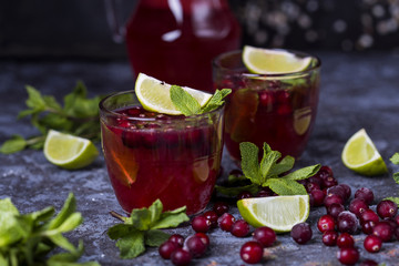 fresh cranberry juice in a glass
