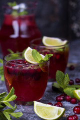 fresh cranberry juice in a glass