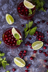 fresh cranberry juice in a glass