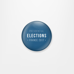 Flag of France round icon, badge or button. French national symbol. France Presidential Election Voting. Vector Illustration.