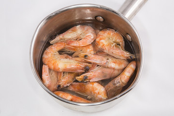 Prawns in a pot