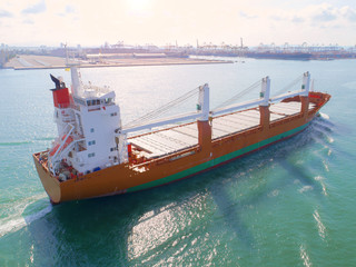 The conventional general cargo vessel ship under proceeding sailing on the route of port chennal due