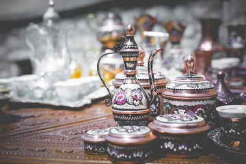 Colorful ceramic souvenirs for sale on the street in Old Town Mostar. Bosnia and Herzegovina.