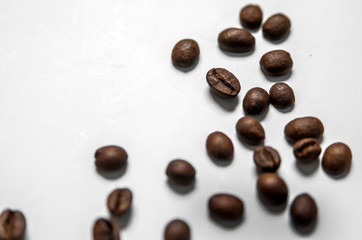 Mixture of different kinds of coffee beans. Coffee Background. roasted coffee beans.
