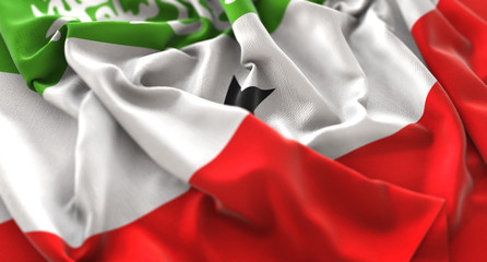 Somaliland Flag Ruffled Beautifully Waving Macro Close-Up Shot