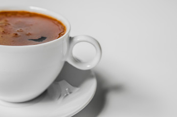 Coffee cup and saucer on a white background. Coffee collection