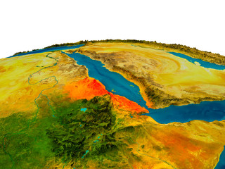 Eritrea on model of planet Earth