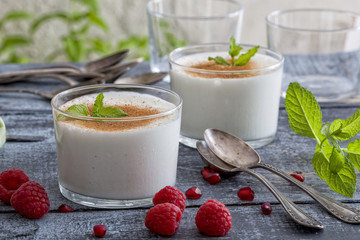 Homemade natural Spanish milk shake called leche merengada