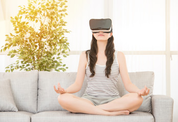 woman experience vr simulation nature