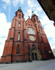 Katedra Świętych Apostołów Piotra i Pawła w Legnicy - fasada główna - obrazy, fototapety, plakaty