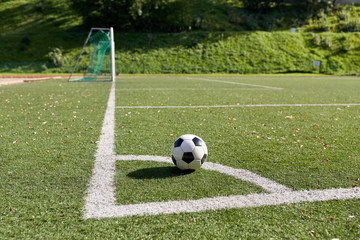 soccer ball on football field