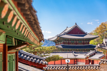 Obraz premium Changdeokgung, pałac królewski w Seulu, tajemniczy ogród