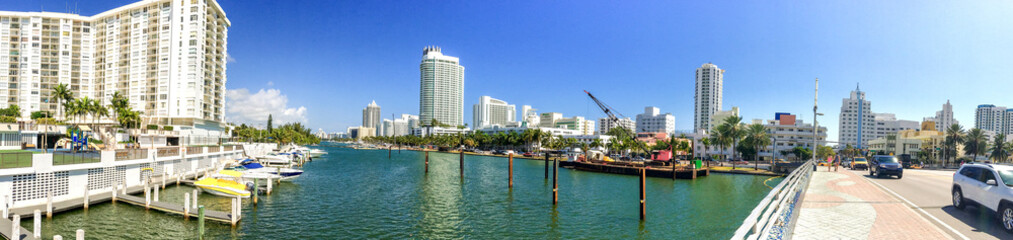 Panoramic view of Miami Beach on a sunny day, FL