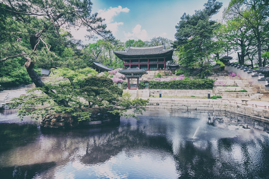 Buyeongji pond at the Huwon park, Secret Garden, Changdeokgung palace, Seoul