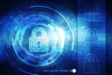 2d illustration Safety concept: Closed Padlock on digital background