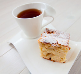 Cup of tea with apple pie