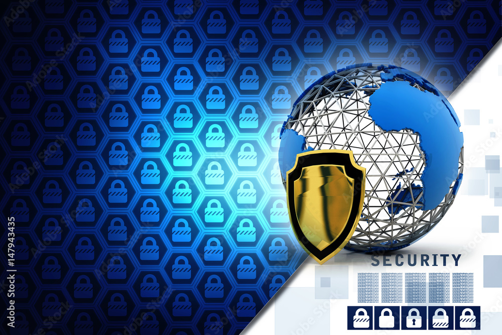 Poster 3d rendering protect the world
