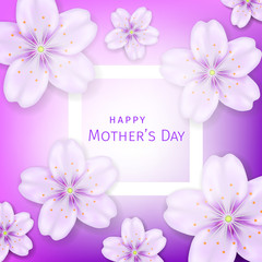Mother's day greeting card with cherry blossom background
