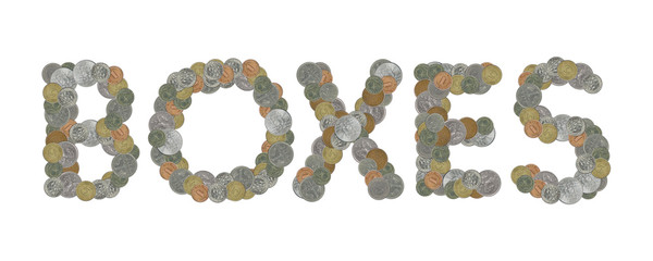 BOXES – Coins on white background