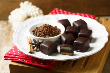 German gingerbread with cherry jelly and marzipan or Dresdner Dominosteine