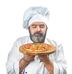  chief cook holding pizza napoletana
