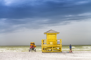 Wooden construction along the beach, Florida