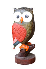 Wooden carved Owl on black background