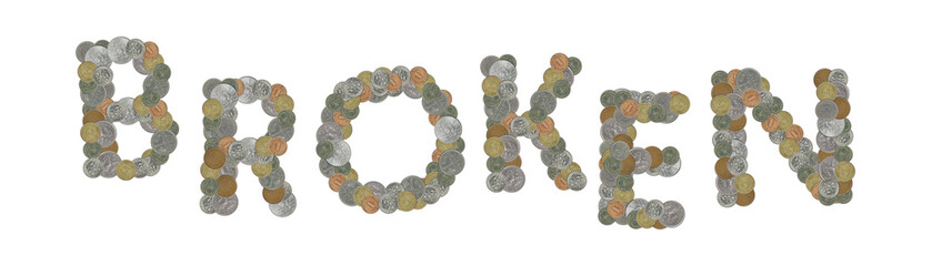 BROKEN – Coins on white background