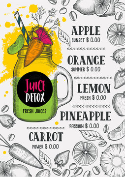 Juice Menu Restaurant, Drink Template.