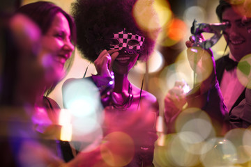 People celebrating and having fun on a costume party